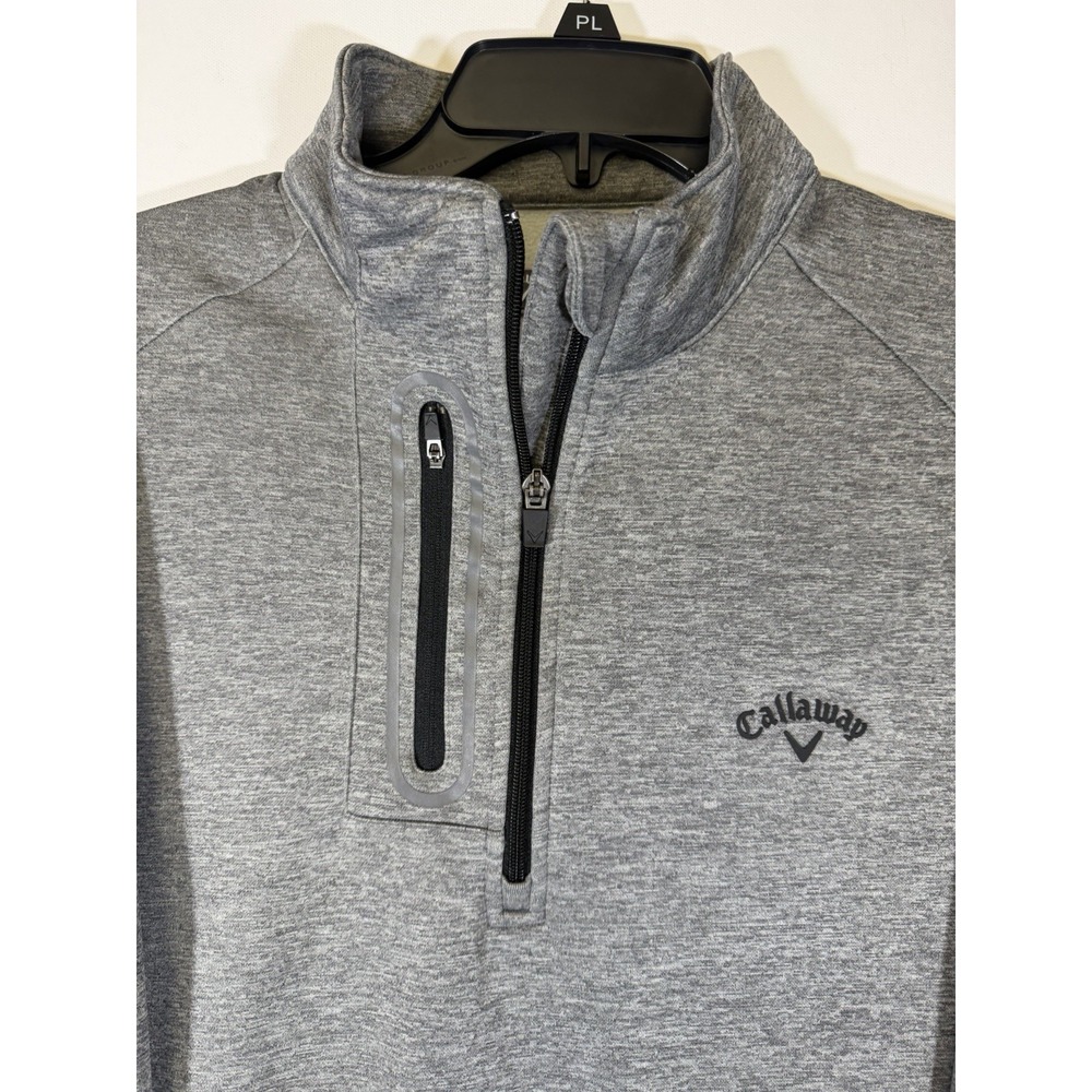 Callaway‎ Men's Gold 1/4 Zip Jacket Size L Gray With Side pockets - Picture 3 of 8